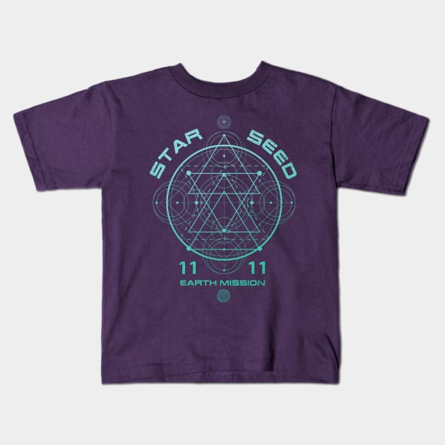 Starseed Sacred Geometry Kids T-Shirt by rycotokyo81